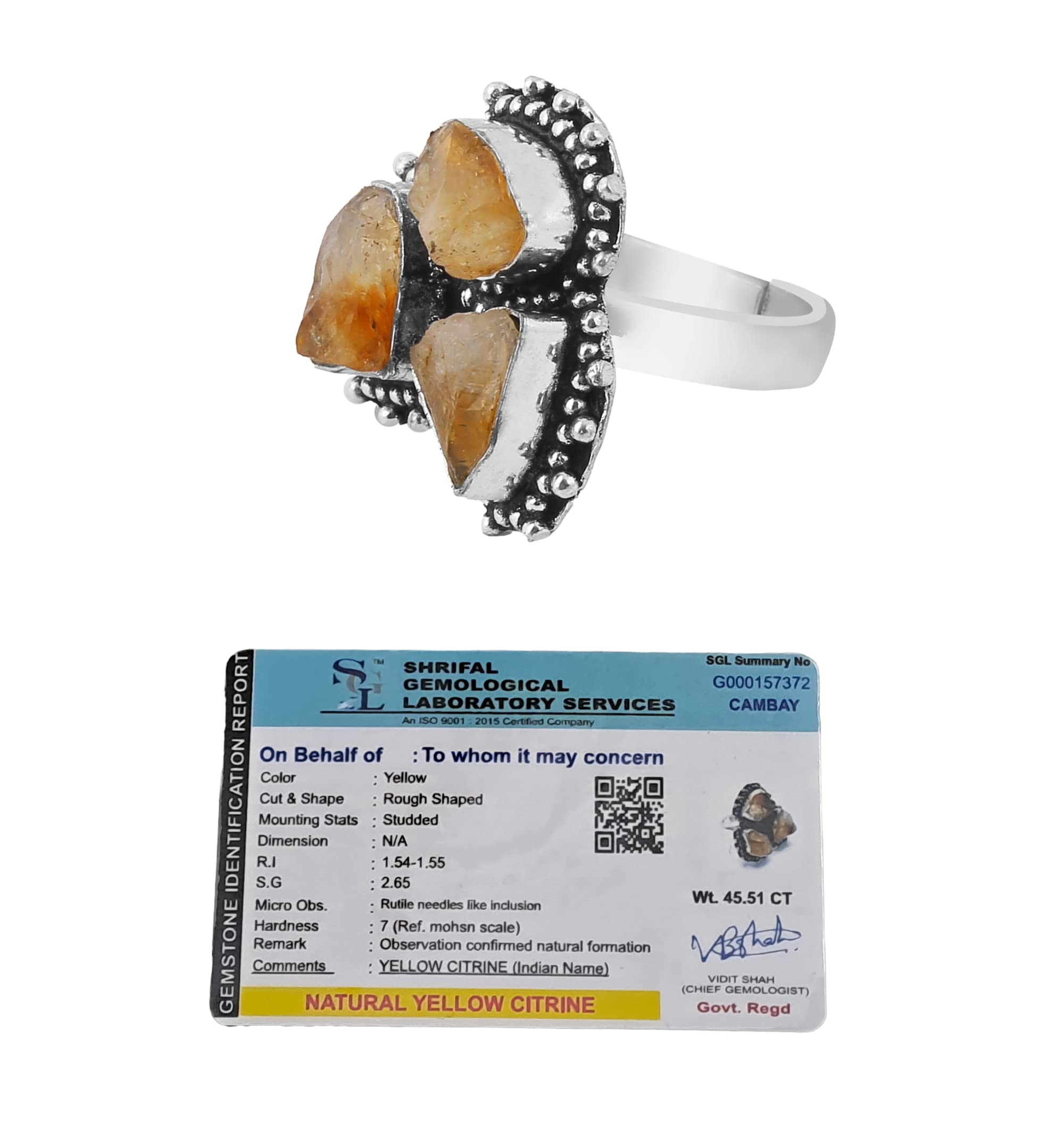 Certified Original Raw Citrine Money Stone Ring for Wealth and Abundance Default Title